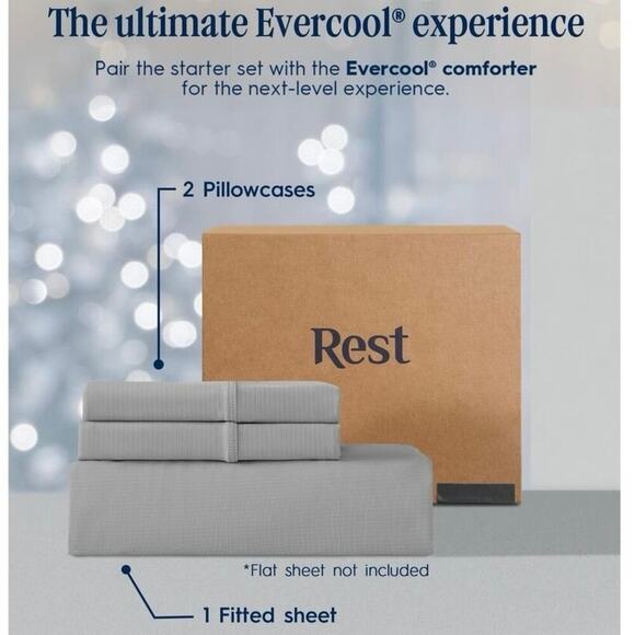 Rest Evercool+ Cooling Starter Sheet Set Queen Arctic White AntiOdor/Cooling NEW - Picture 16 of 16